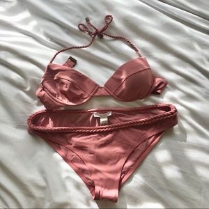 Chloé blush braided halter bikini